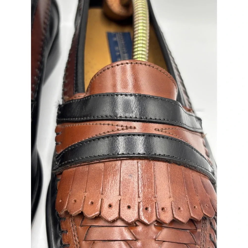 Giorgio Brutini Le Glove Geneva Men's 9D Brown Leather Woven Kiltie Loafers